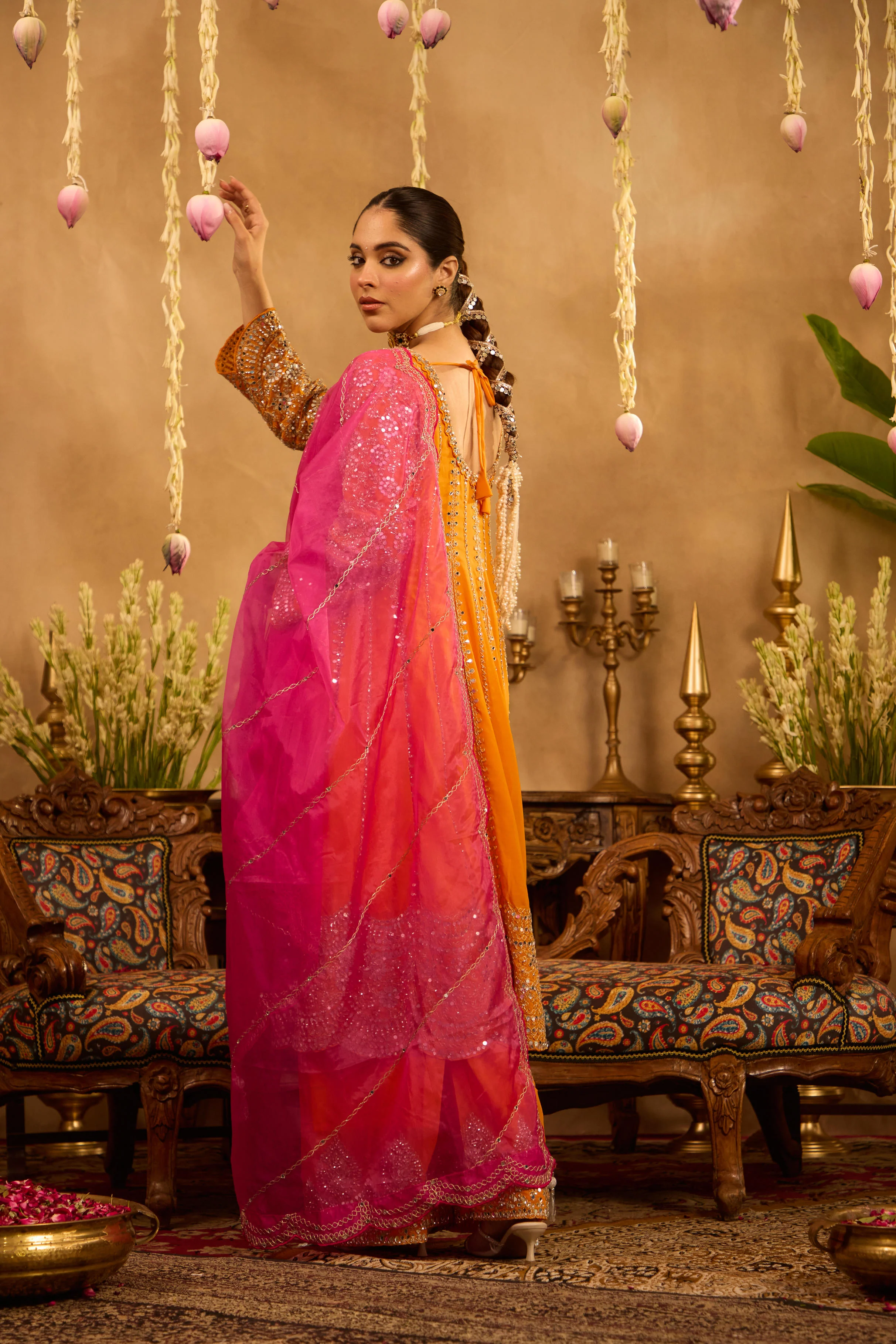 Mastaani Tangerine Mirror Anarkali Set - Image 5