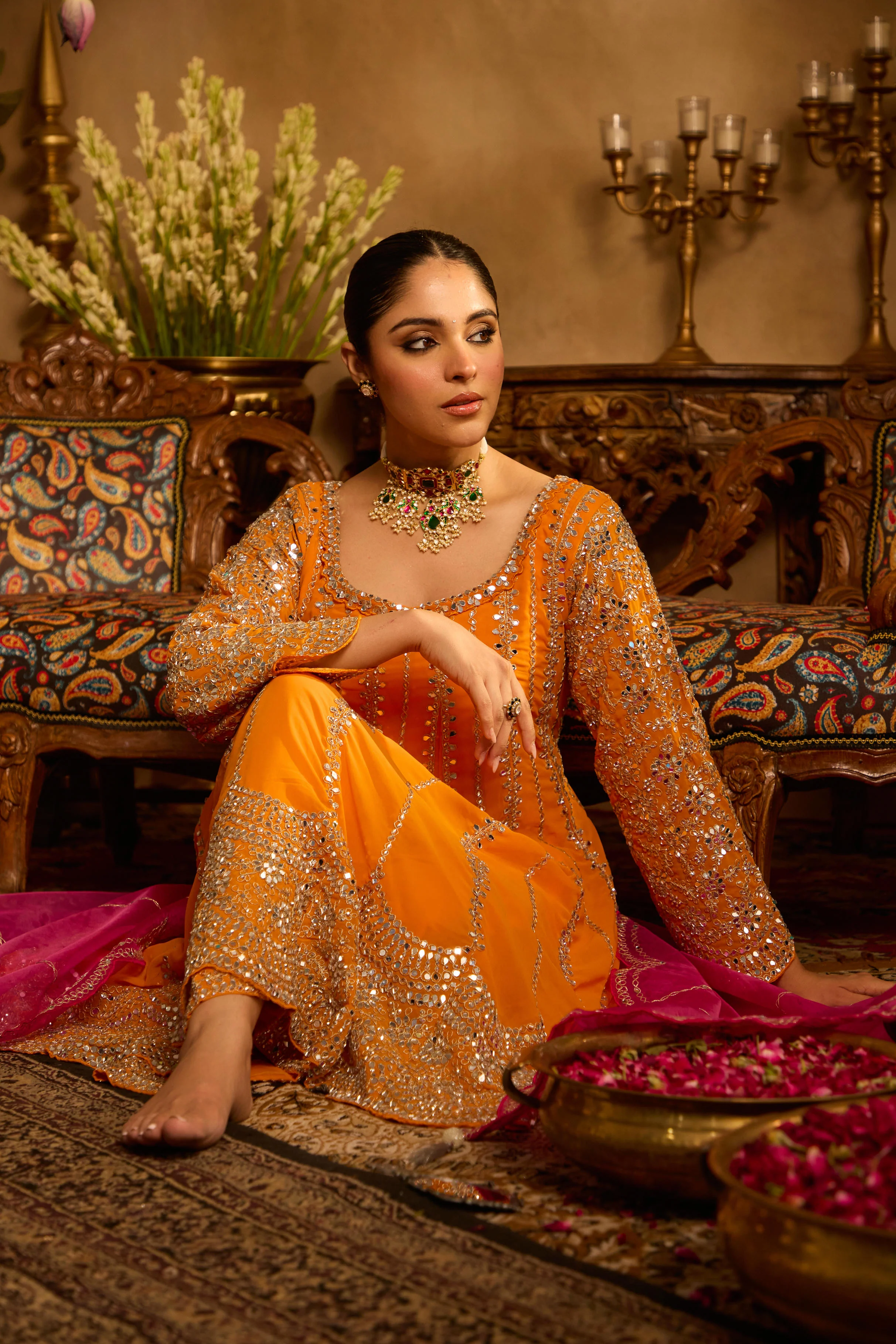 Mastaani Tangerine Mirror Anarkali Set - Image 6