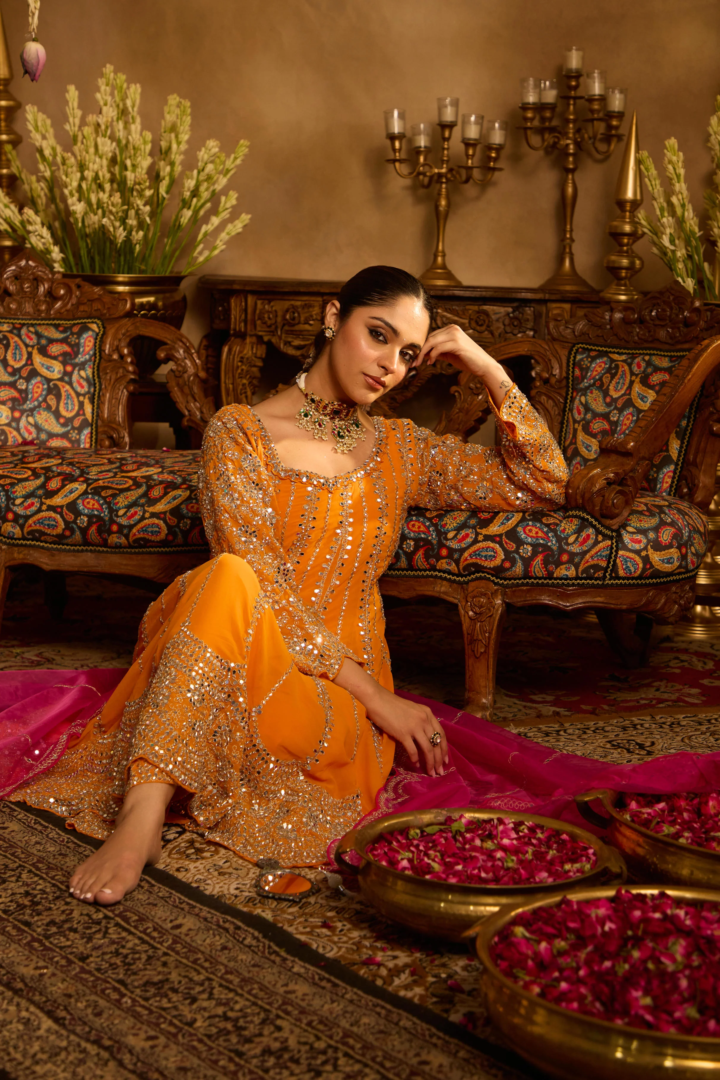 Mastaani Tangerine Mirror Anarkali Set - Image 7