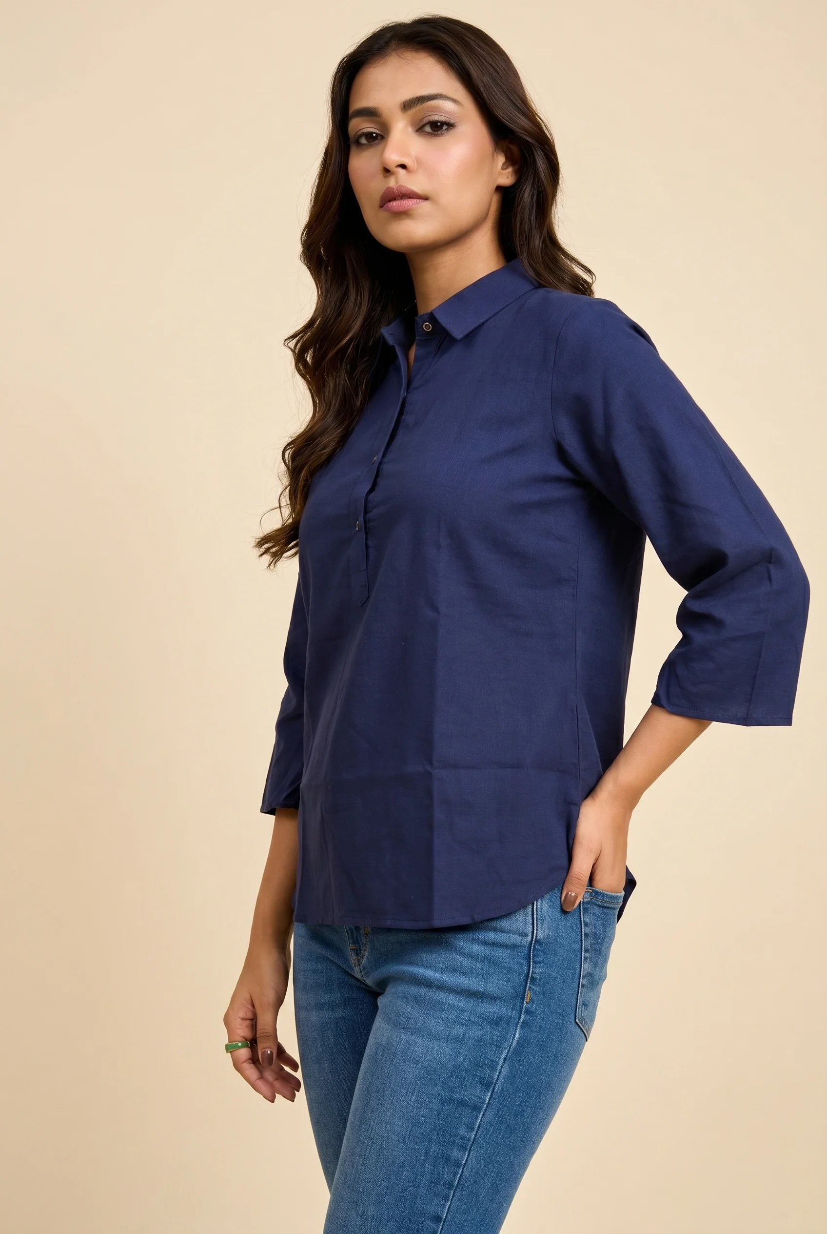 Navy Blue Relaxed Shirt - Image 3