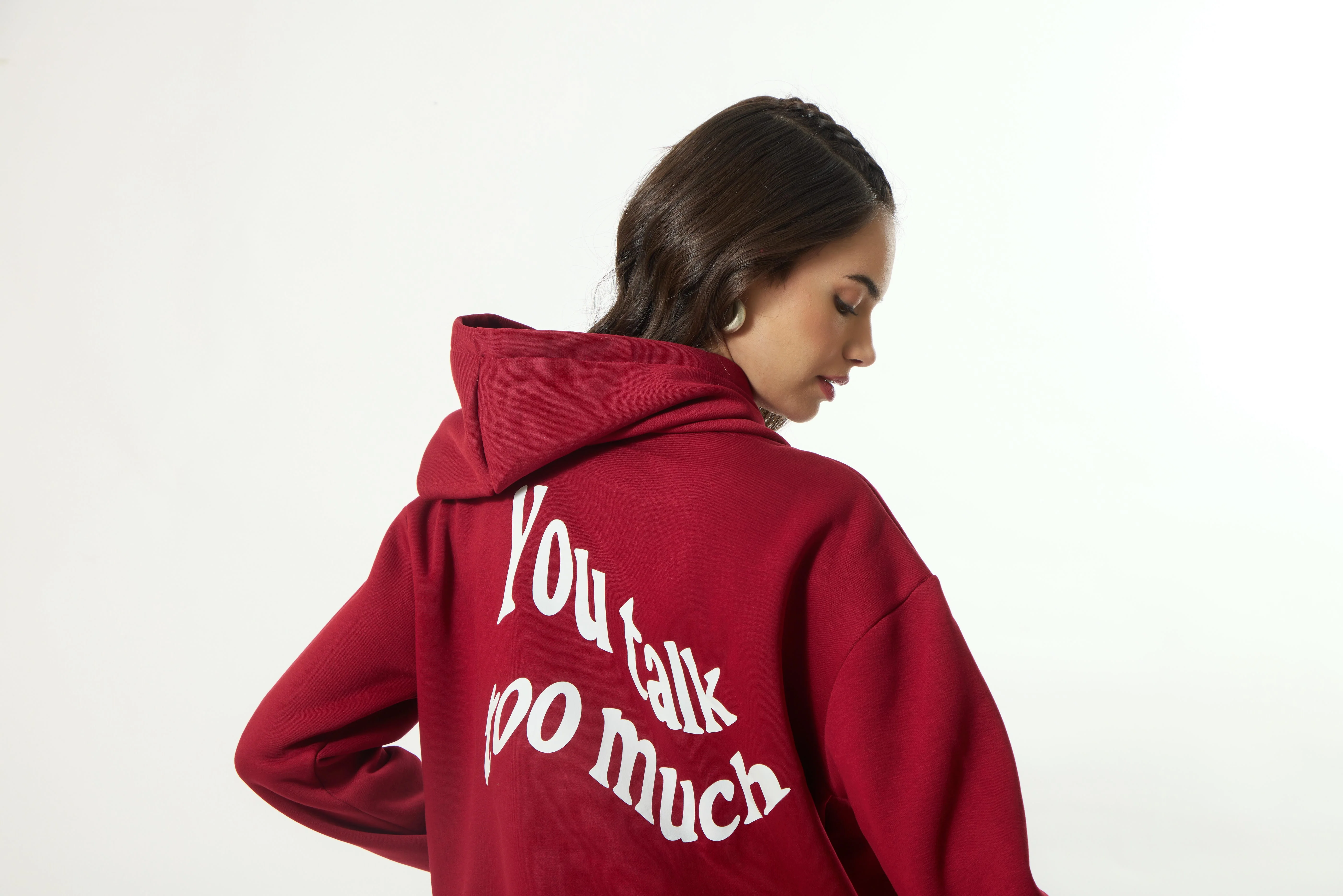 “YOU TALK TOO MUCH” Premium Oversized  Hoodie - Image 4